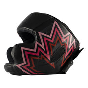 Casque en cuir - Noir, Rouge et rose